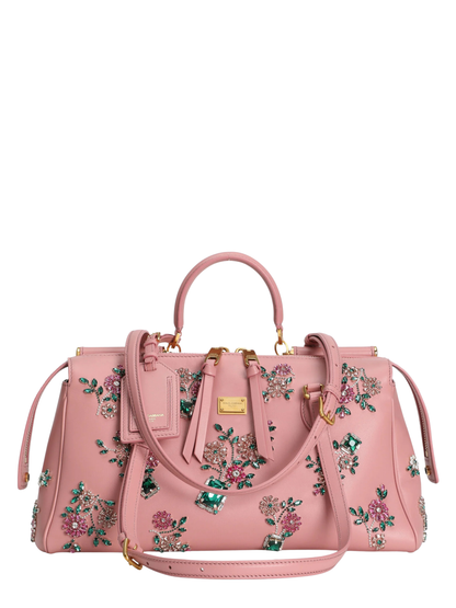 Dolce & Gabbana Medium Vittoria Handbag With Embroidery in Pink
