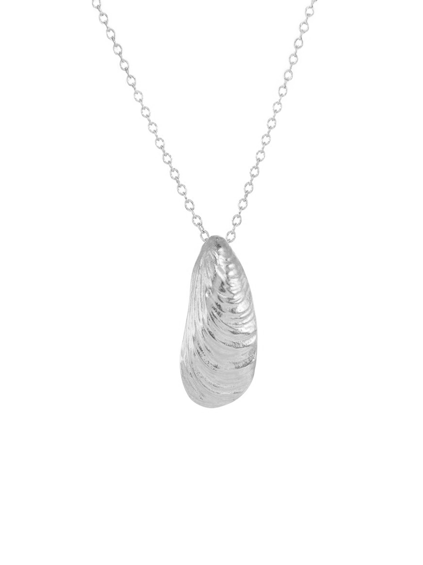 Catherine Weitzman Small Serenity Shell Necklace in Silver