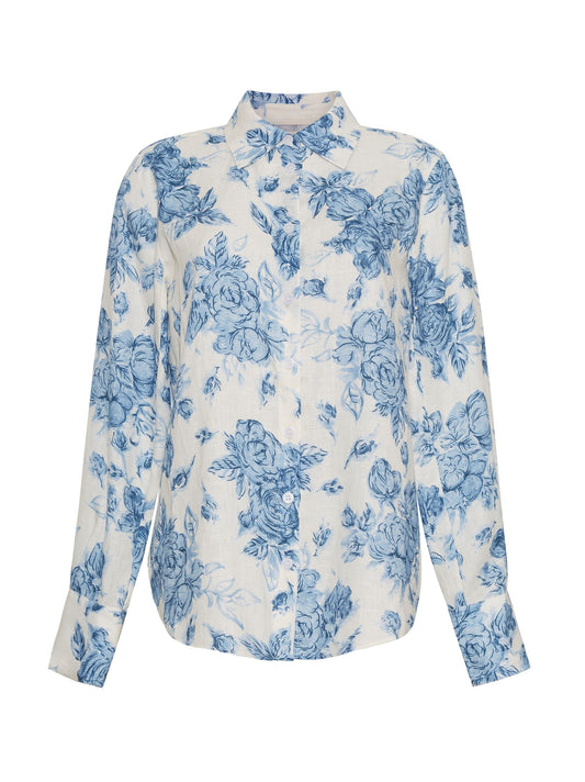 Cara Cara Perfect Shirt in Tossed Floral Blue