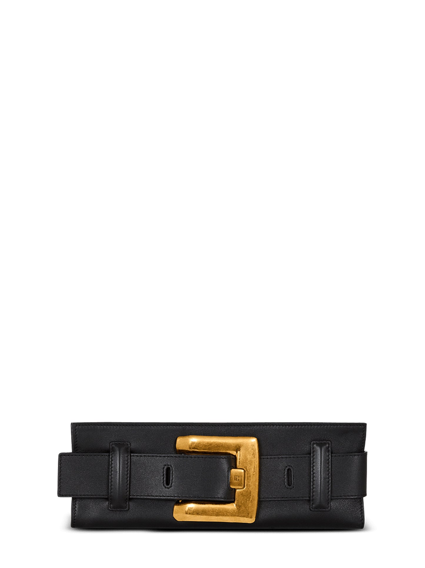 Balmain Anthem Calfskin Leather Clutch in Noir