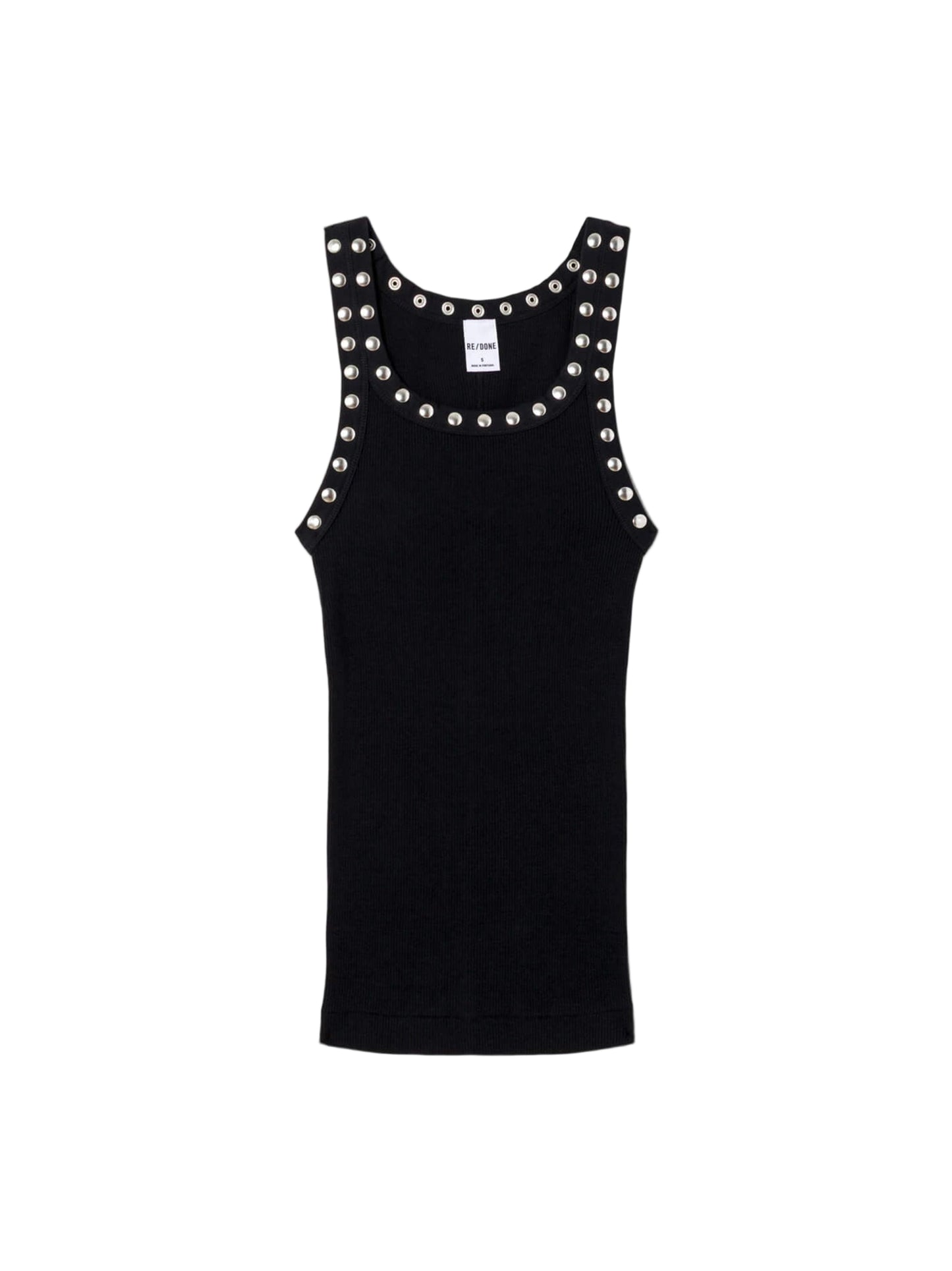 Re/Done Studded Ribbed Tank in Black