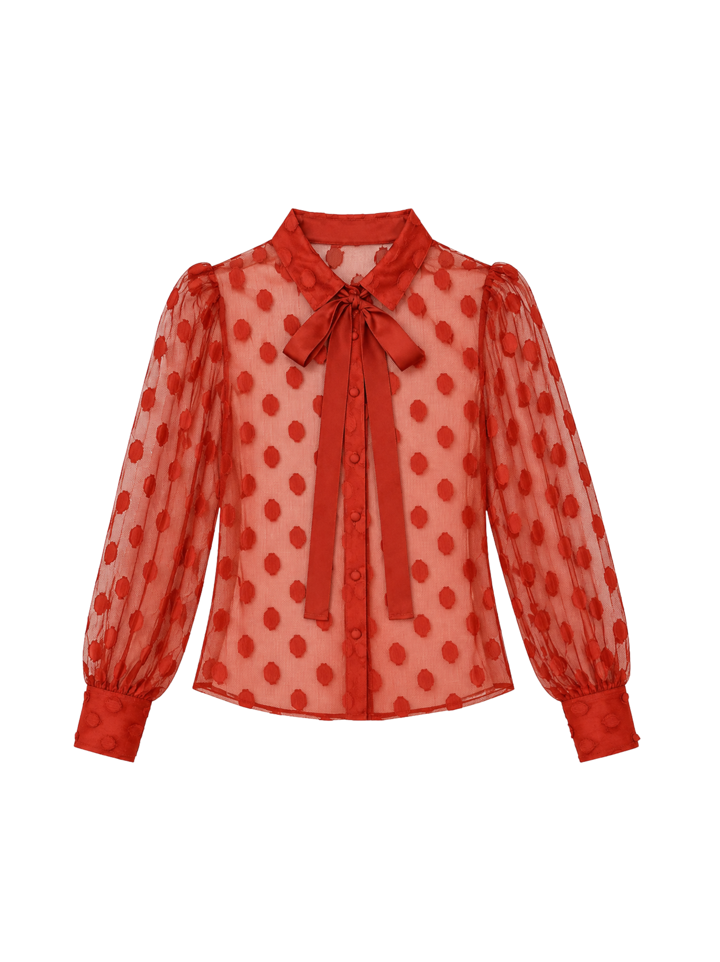 Ulla Johnson Soraya Lace Neck-Tie Blouse in Ruby