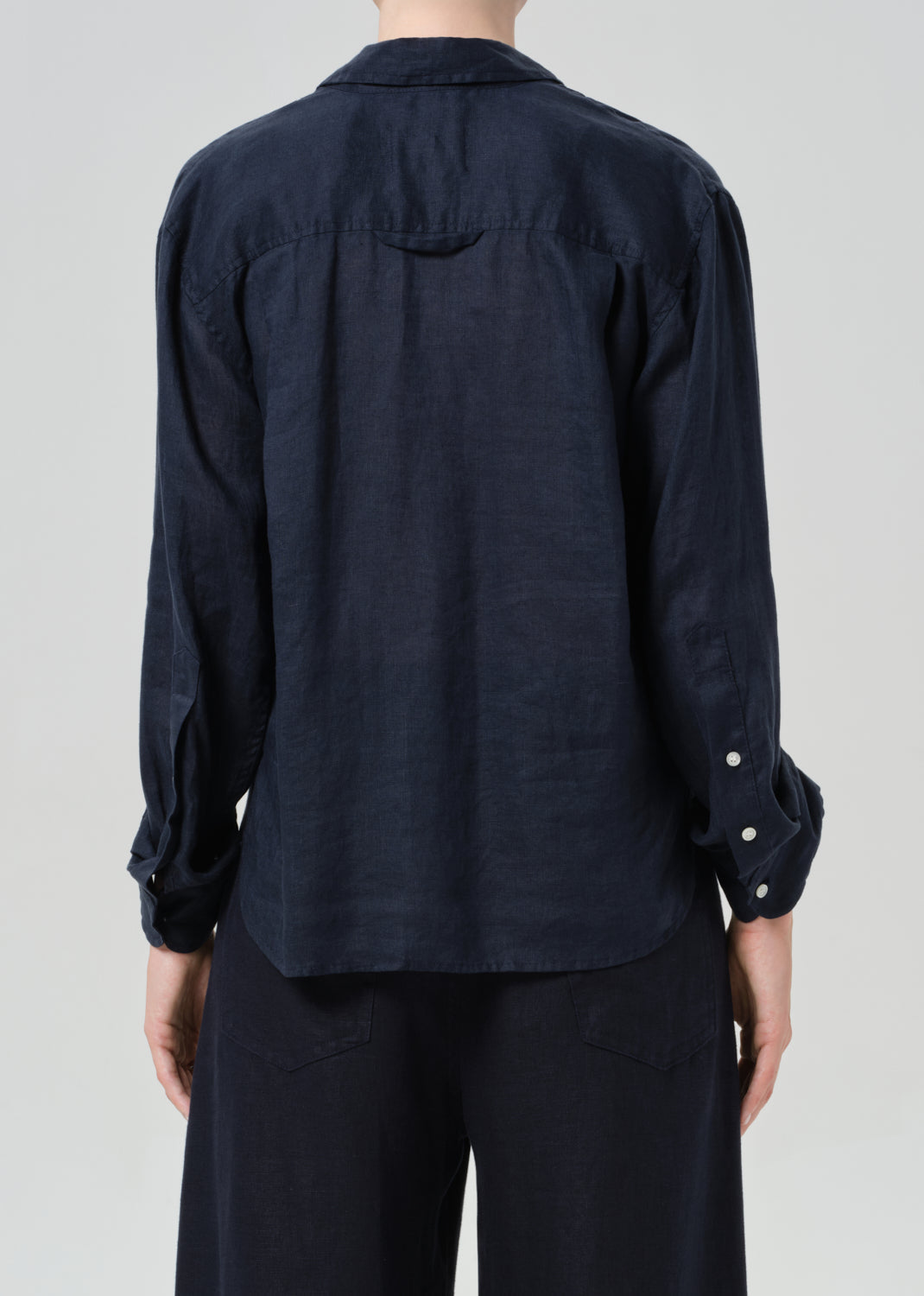 Citizens of Humanity Kayla Shrunken Linen Shirt in True Navy