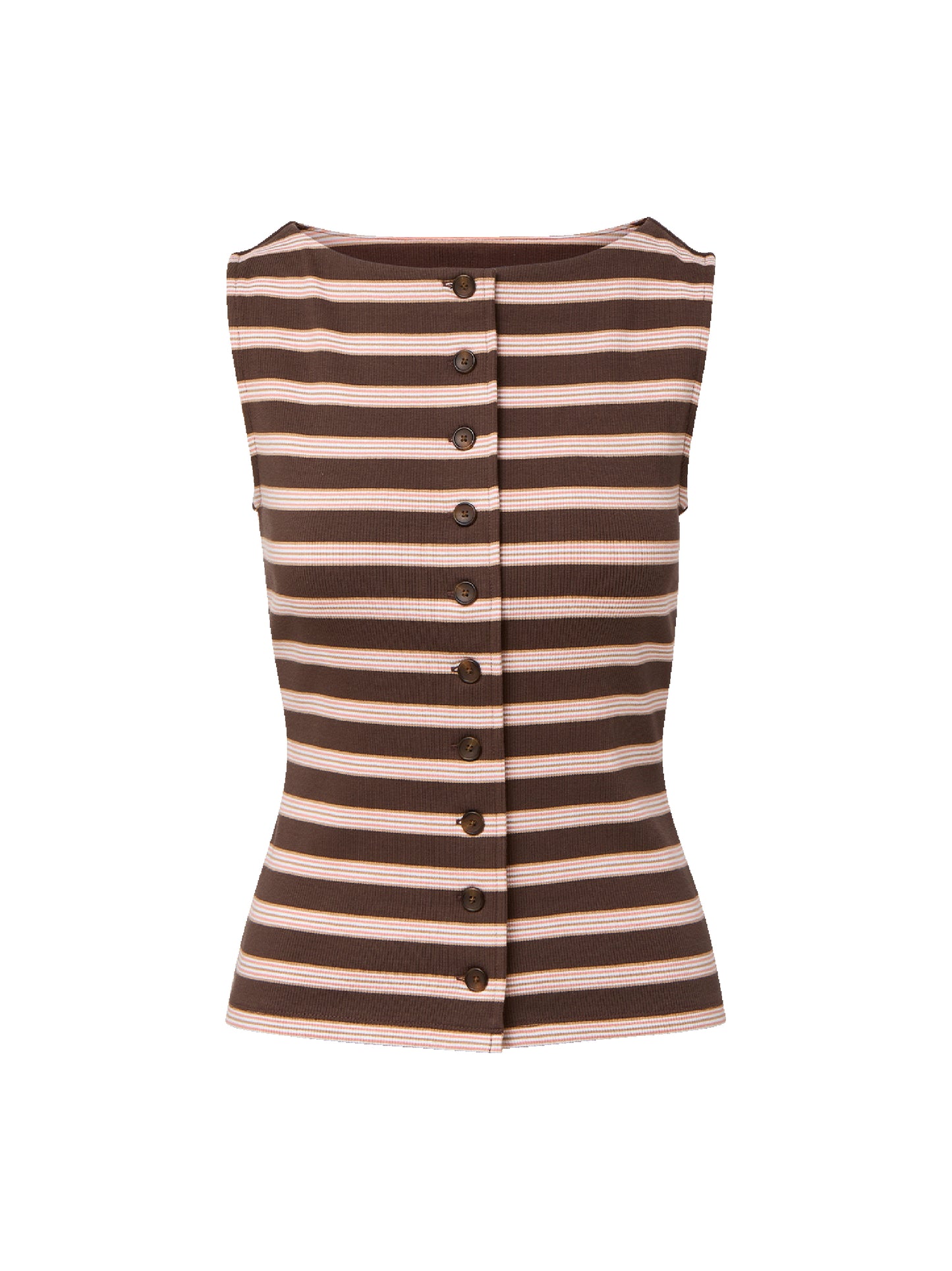 Veronica Beard Uma Vest in Brown Stripe