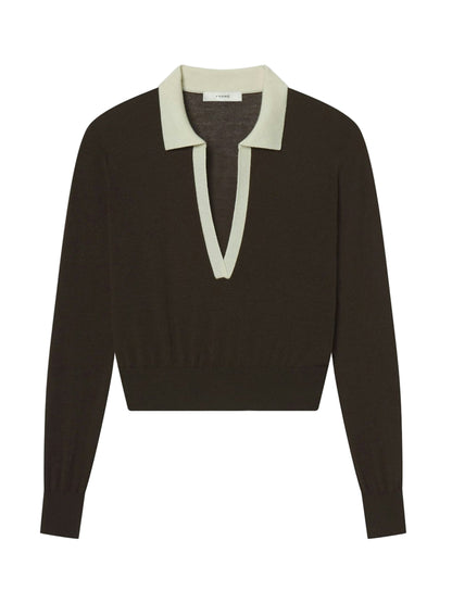 Frame Two Tone Polo in Coffee Multi