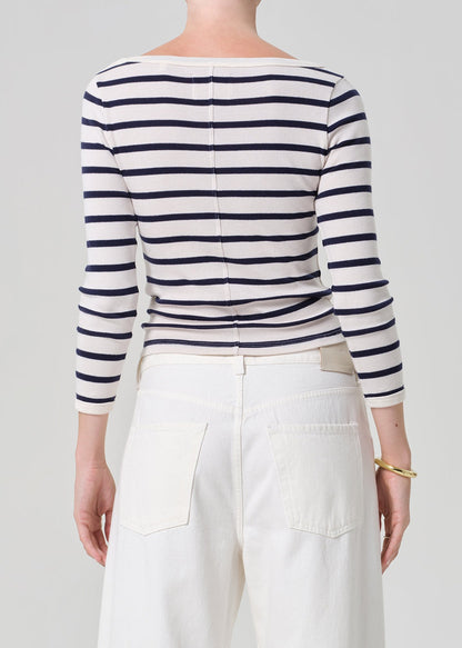 Citizens of Humanity Boat Neck Slim Tee in Azure Stripe