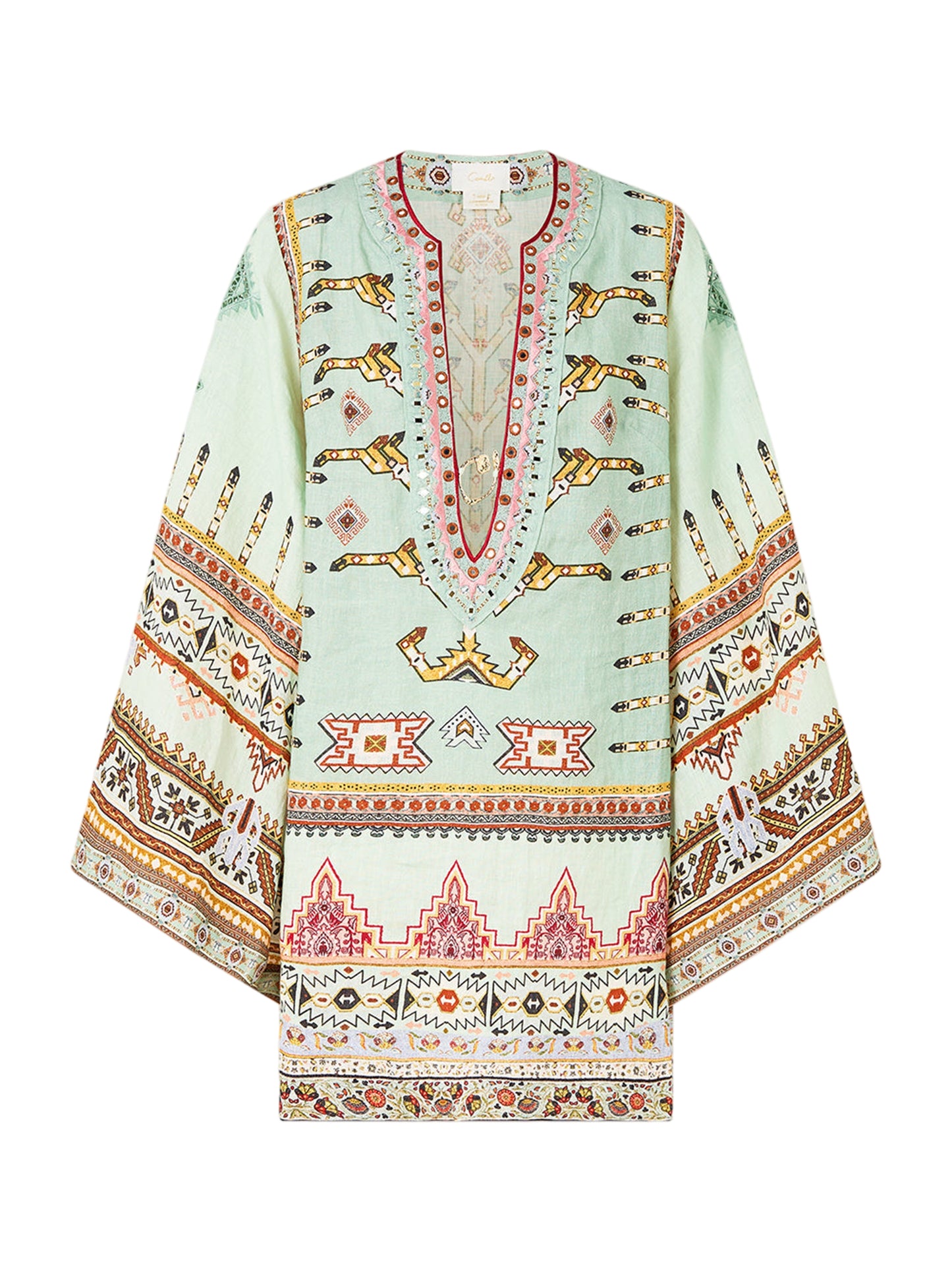Camilla Deep V-Neck Hardware Short Kaftan in Legend Has It