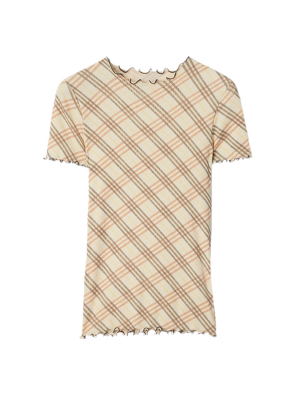 Burberry Check Stretch Cotton T-shirt in Teacup