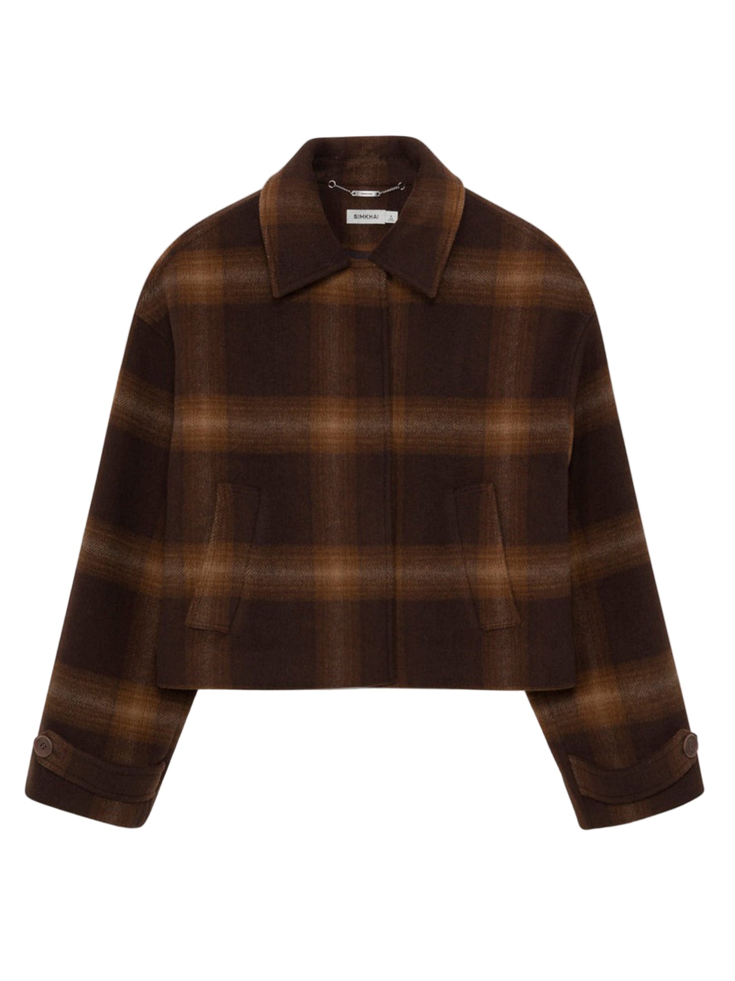 Simkhai Colby Plaid Jacket in Chocolate Plaid