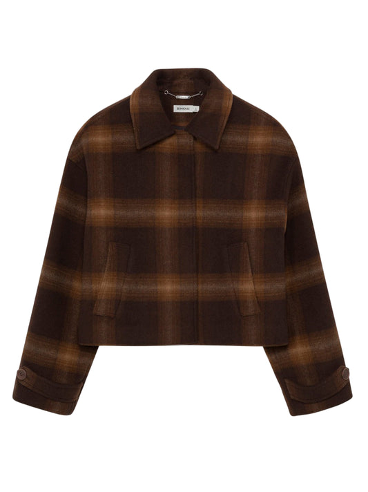 Simkhai Colby Plaid Jacket in Chocolate Plaid