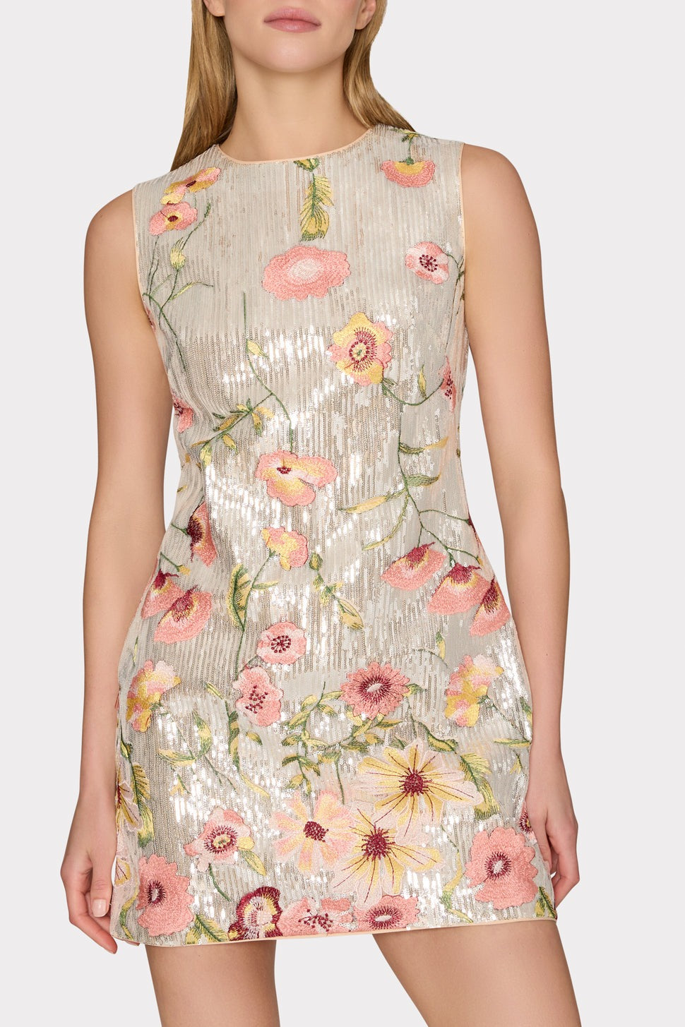 Milly Ivette Floral Sequins Embroidery Dress in Silver Multi – Leigh's of Breton Village