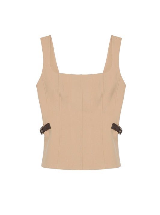 Simkhai Windsor Belted Top in Camel