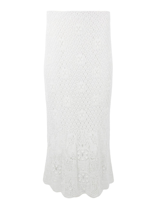 Vince Floral Lace Skirt in Optic White