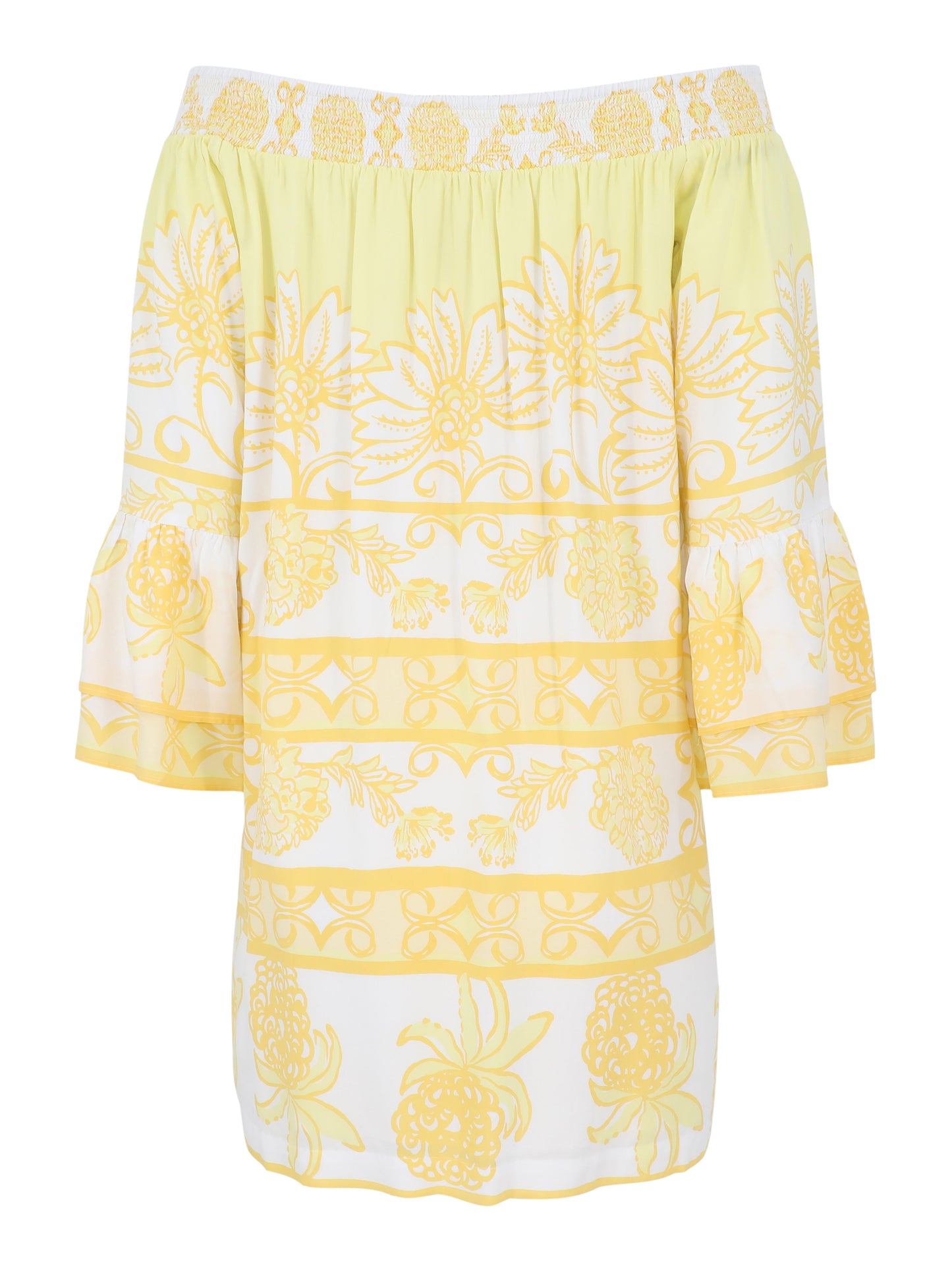Lilly Pulitzer Kaori Off-the-Shoulder Dress in Golden Glow Juicy Story