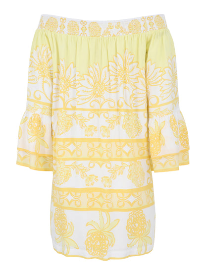 Lilly Pulitzer Kaori Off-the-Shoulder Dress in Golden Glow Juicy Story