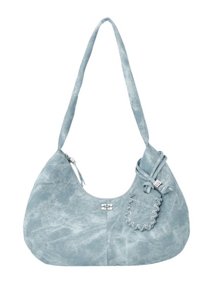 Ganni Bou Bag Hobo Medium Bleached in Celestial Blue
