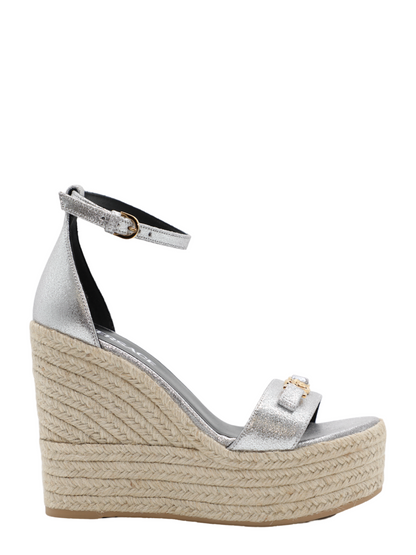 Versace Espadrilles T.120 Calf Leather in Silver/Versace Gold