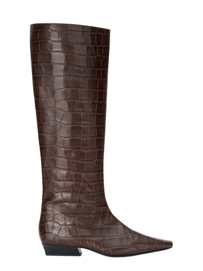 Staud Wally Flat Boot in Espresso Croco