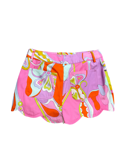 Pucci Orchidee Print Scallop Trim Shorts