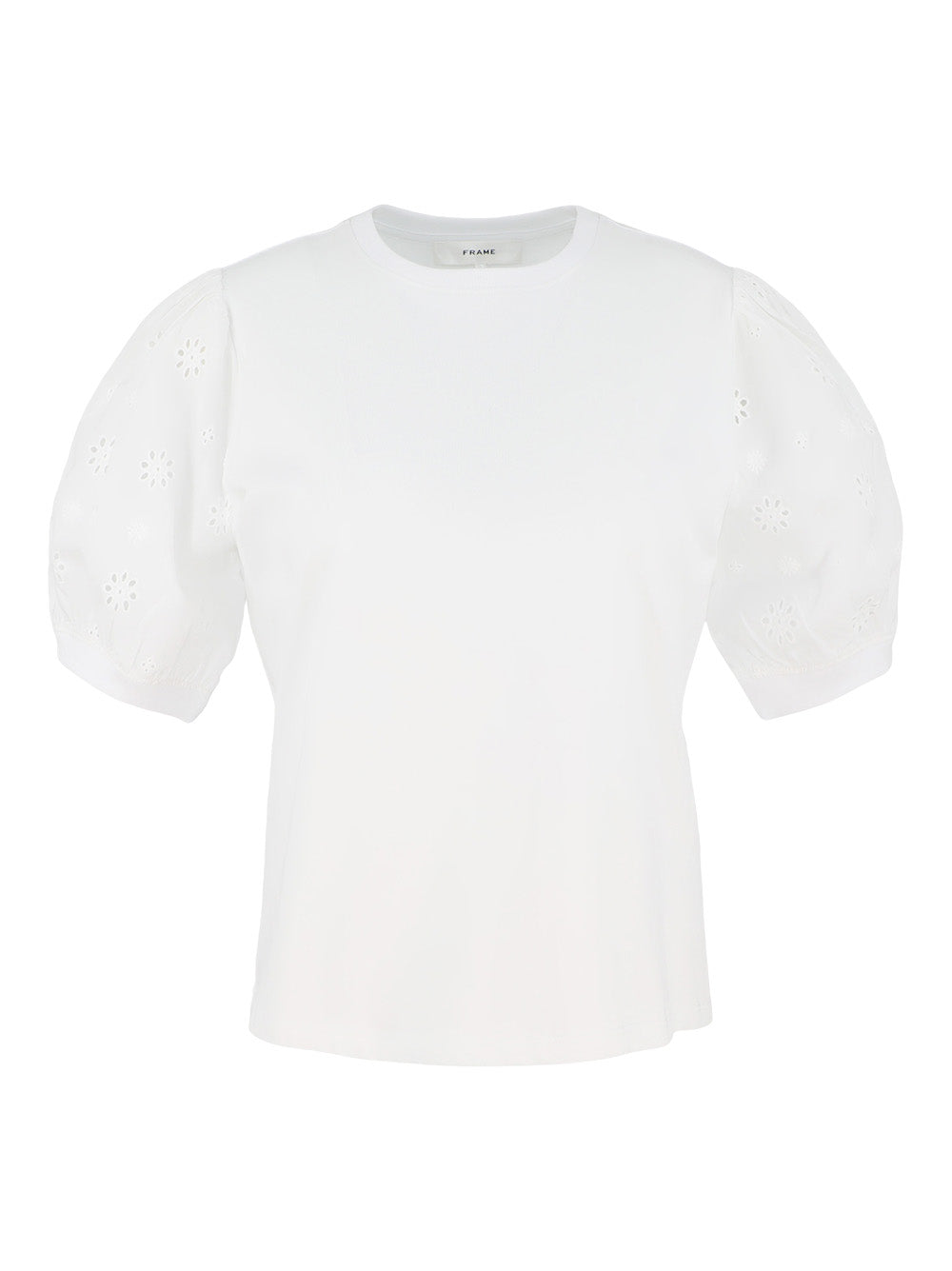 Frame The Lace Sleeve Tee in White