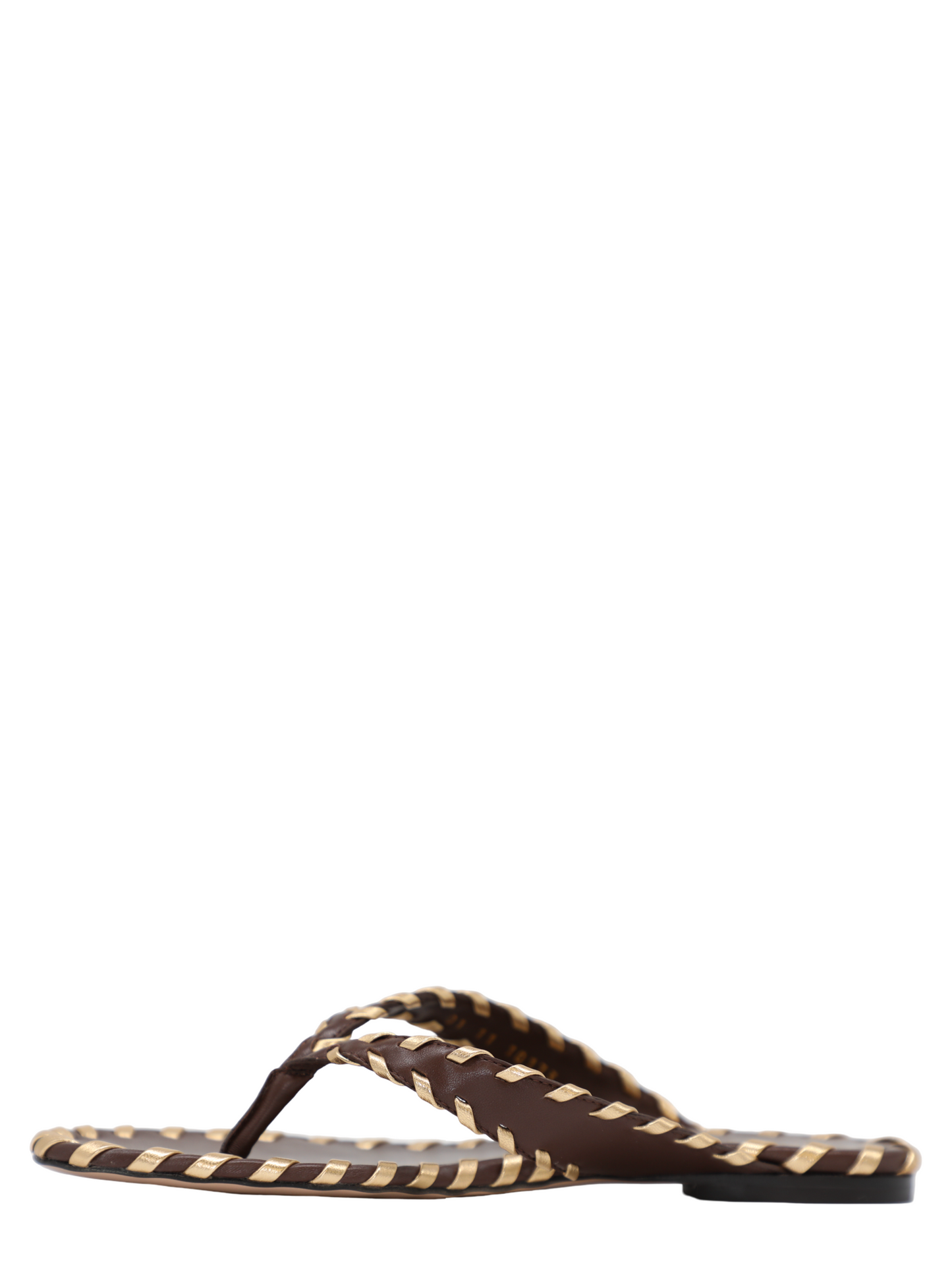 Gianvito Rossi Leather Sandals With Gold Metallic Trim