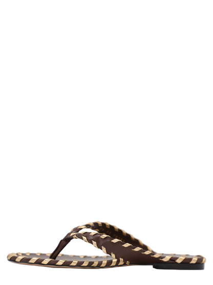 Gianvito Rossi Leather Sandals With Gold Metallic Trim
