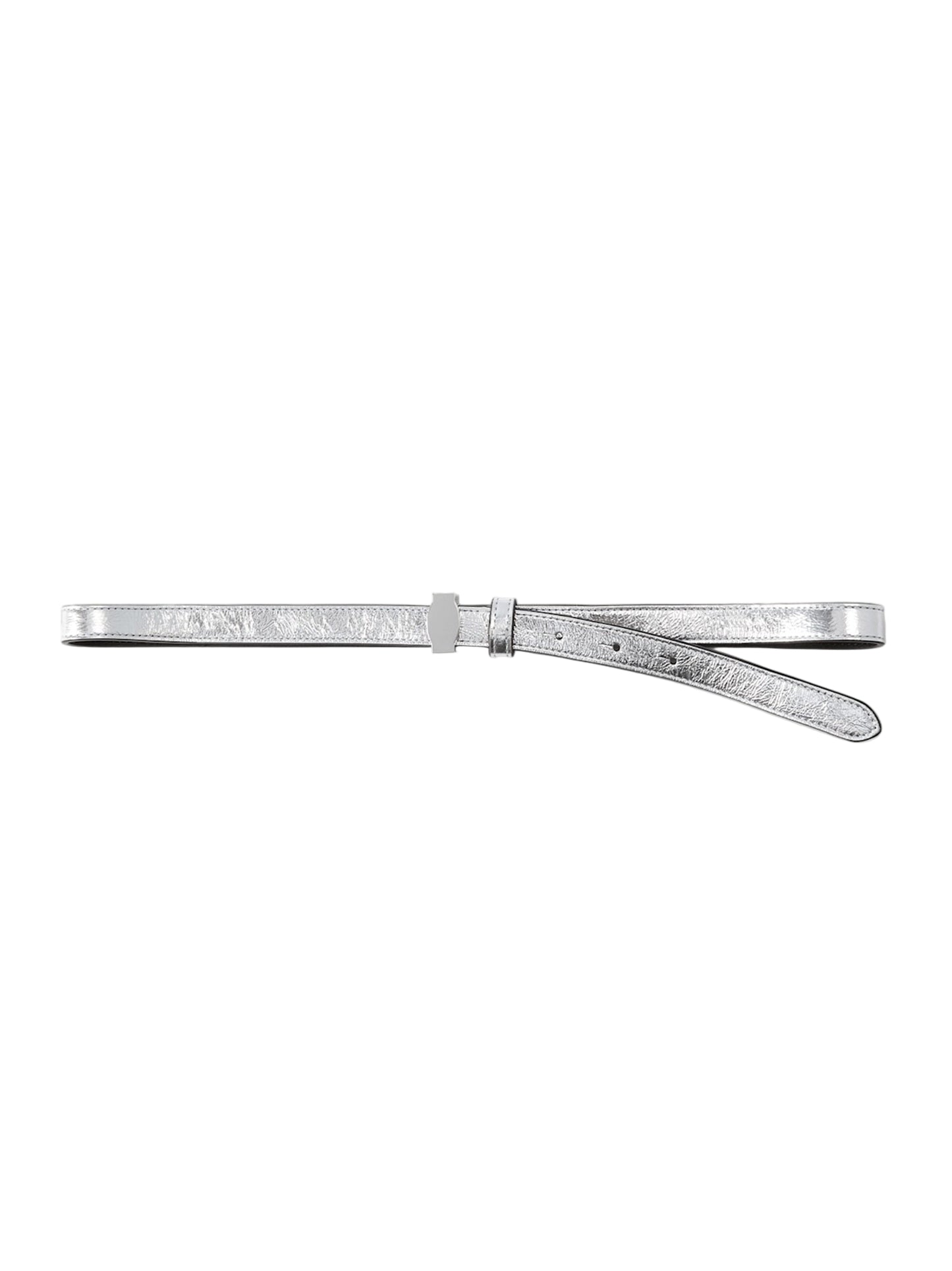Veronica Beard Crinkle Leather Dash Belt in Silver