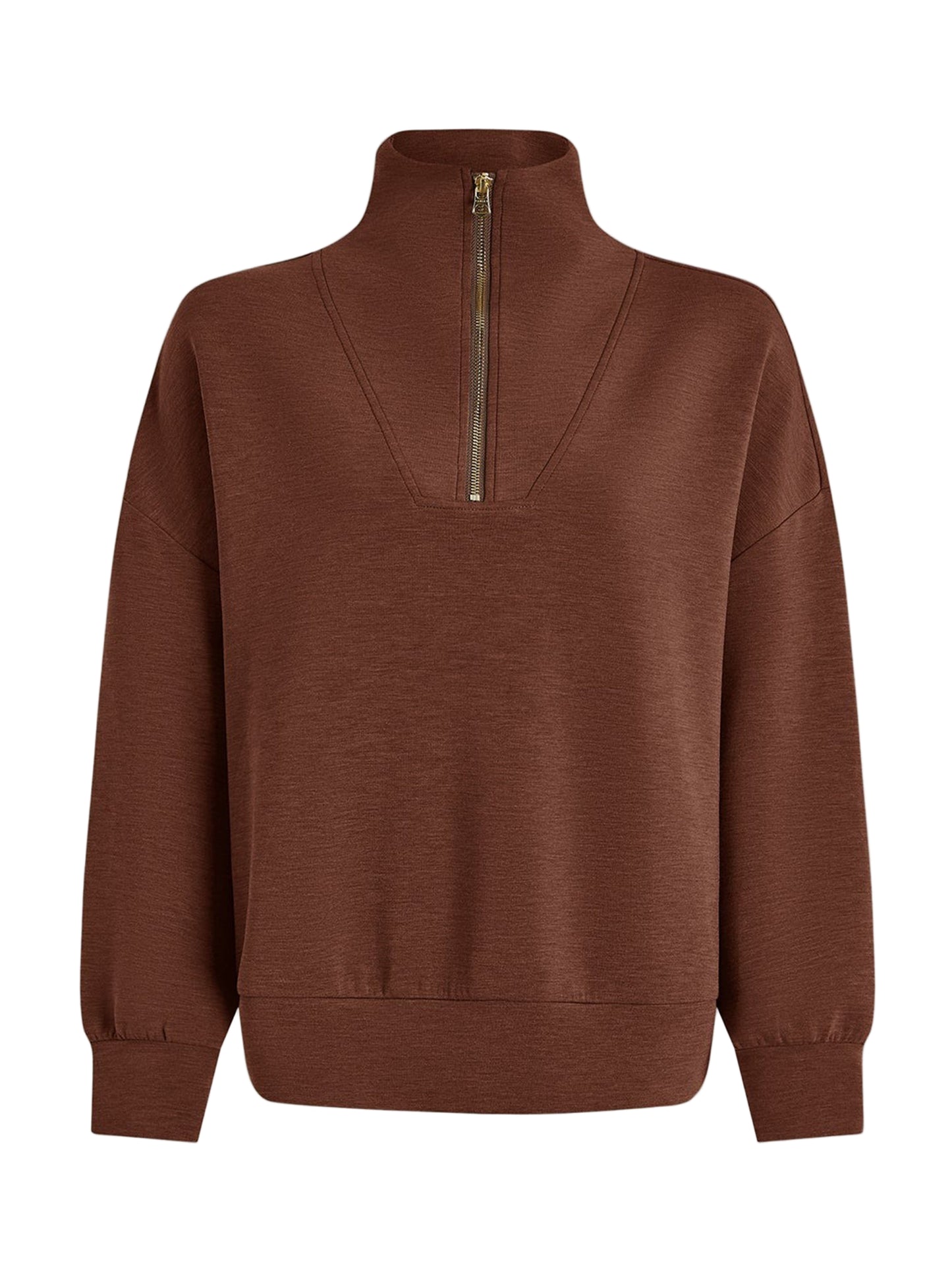 Varley Hawley Half Zip Sweat in Golden Bronze Marl