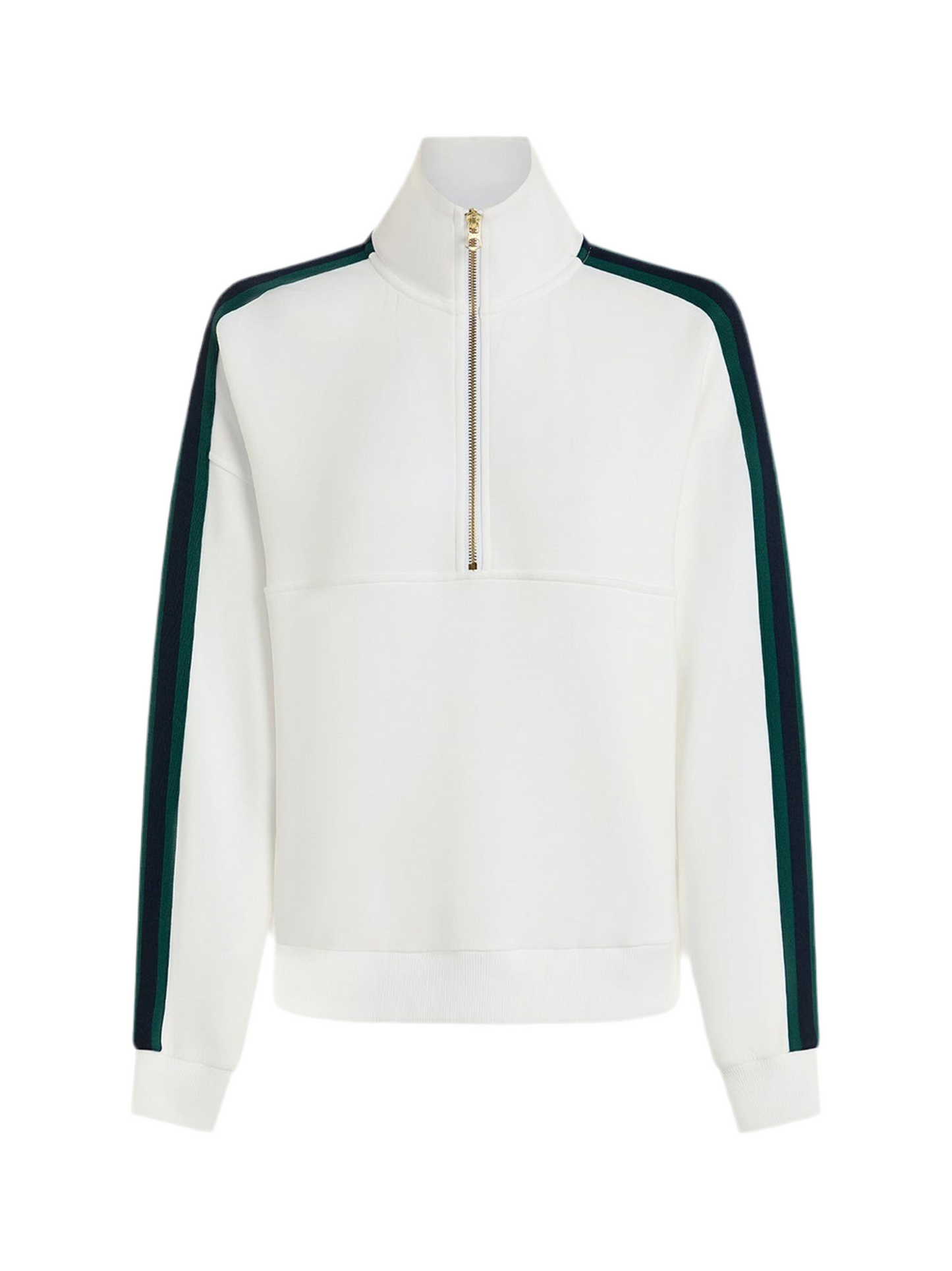 Varley Raymar Half Zip Sweat in White/Navy/Forest