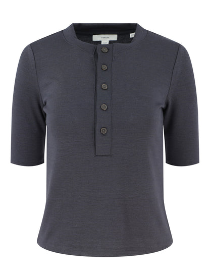 Vince Elbow Sleeve Henley in Night Lake