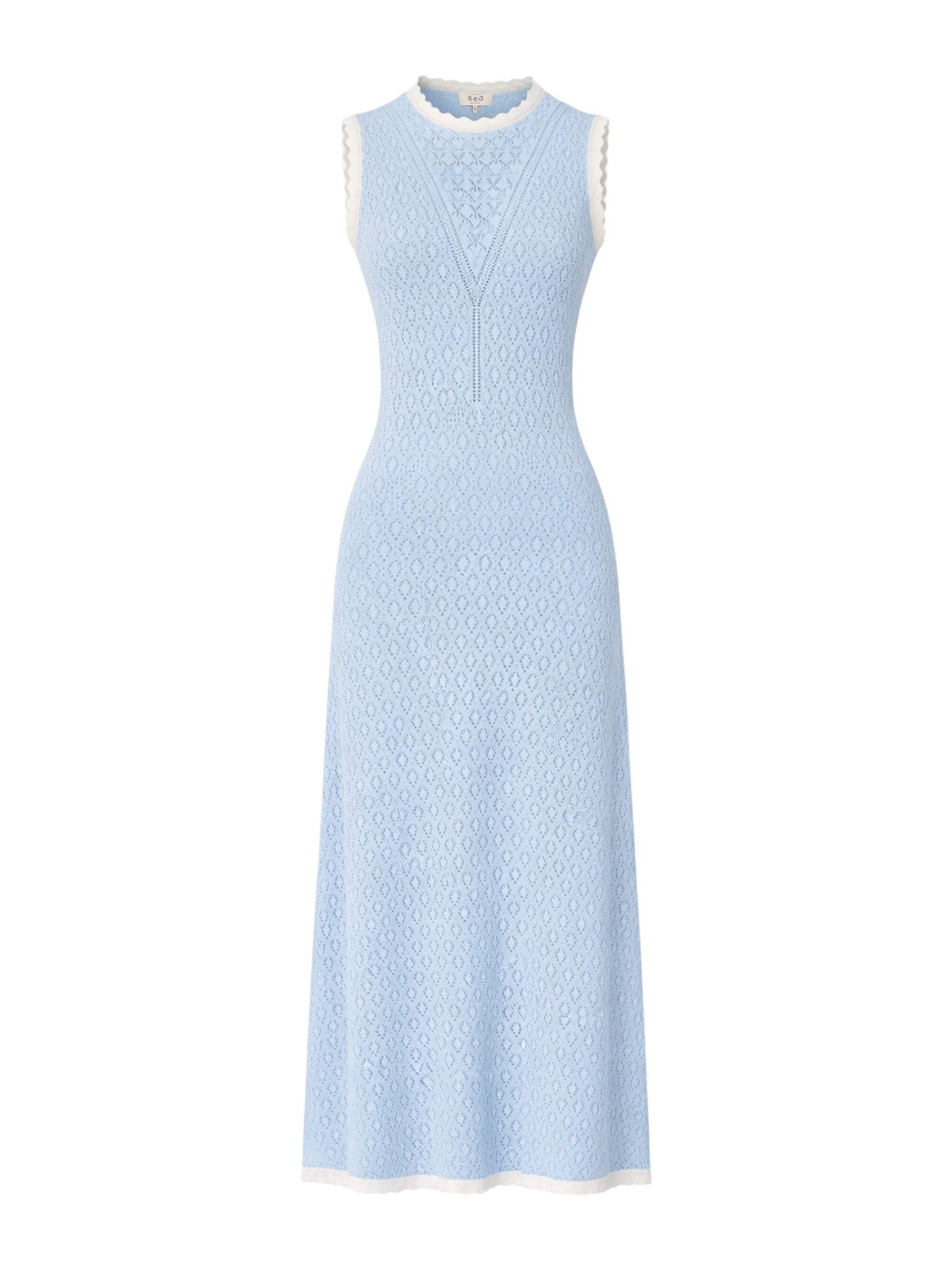 leigh pointelle knit midi dress Amalthea Pointelle Knit Midi Dress Elegant Knitwear PEGASI