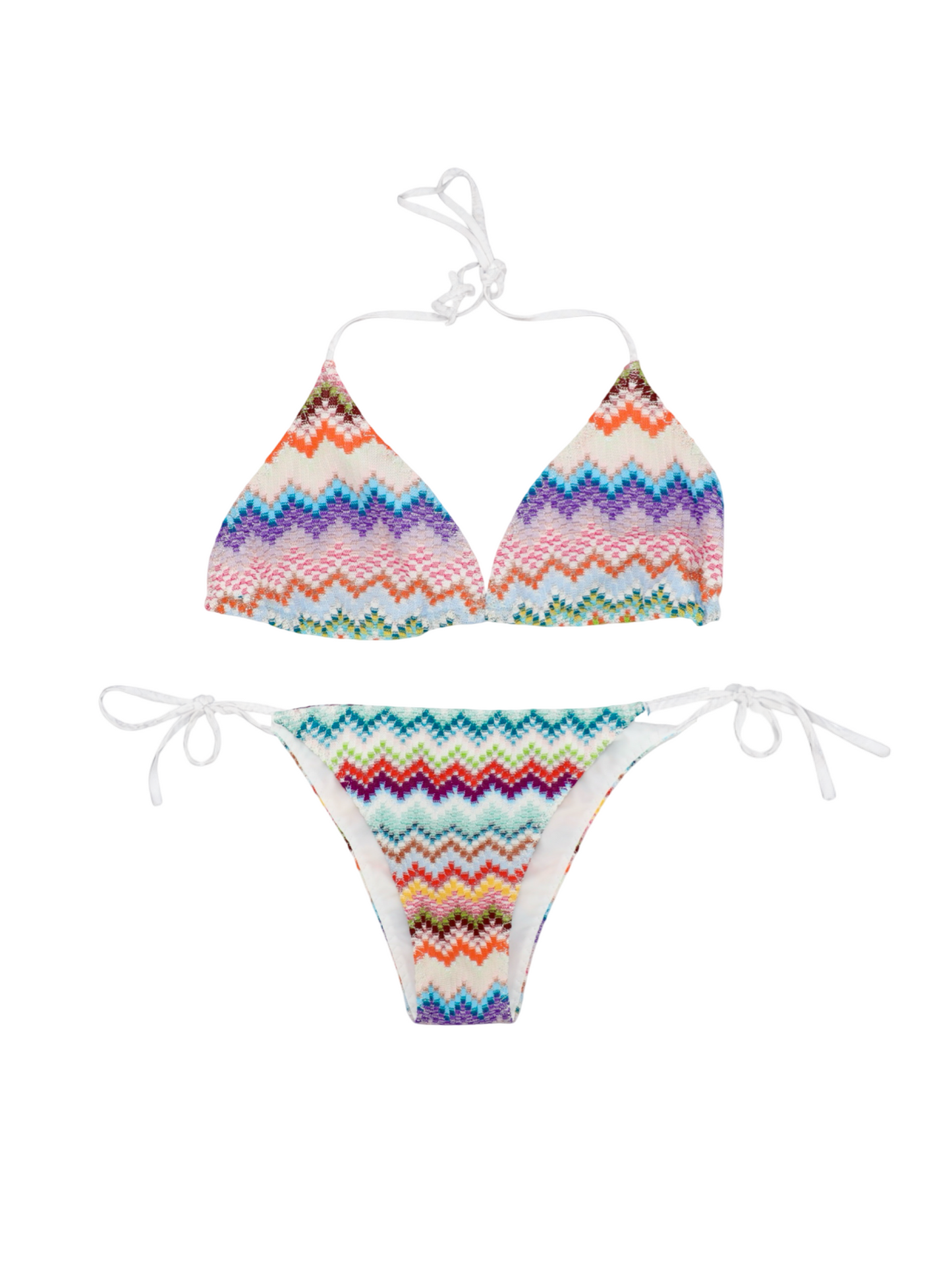 Missoni Metallic Crochet Triangle Bikini in Multicolor With Light Base