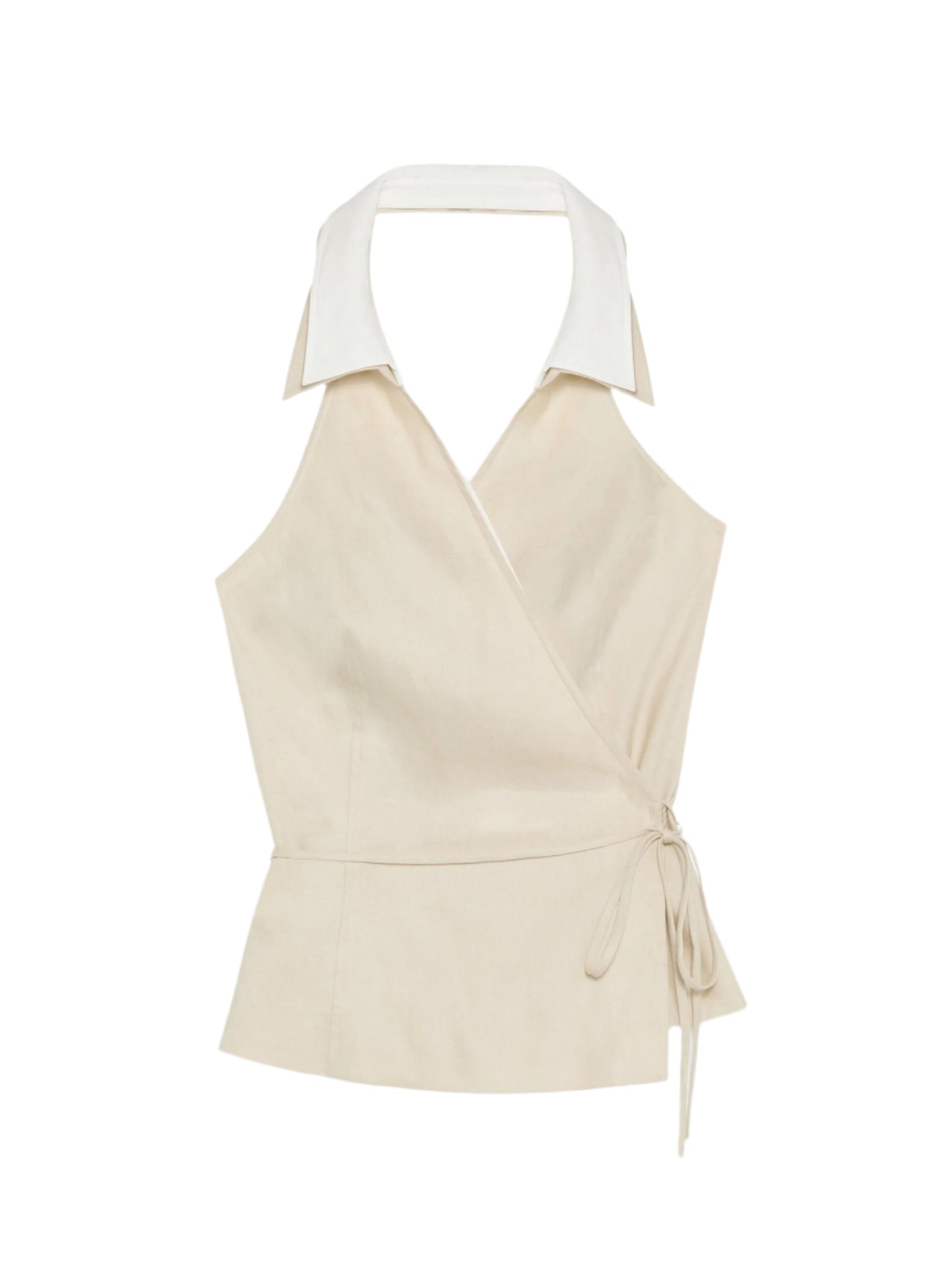 Simkhai Campbell Linen Halter Shirtt in Sand Multi
