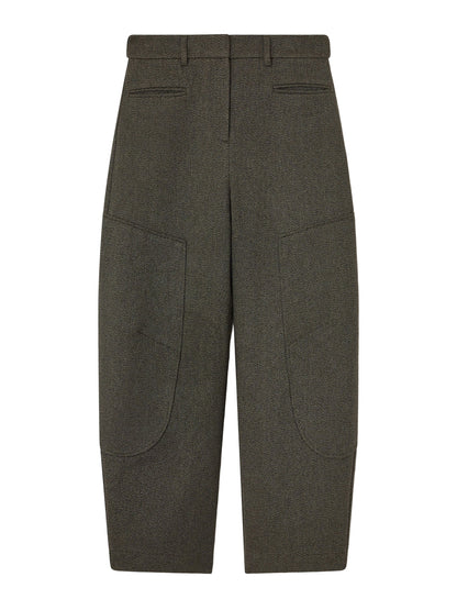 Ganni Mouline Suiting Curved Pants in Forest Night