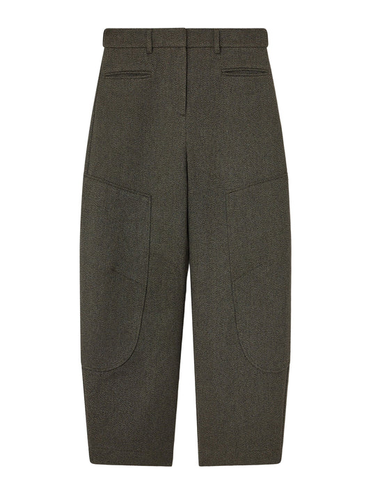Ganni Mouline Suiting Curved Pants in Forest Night