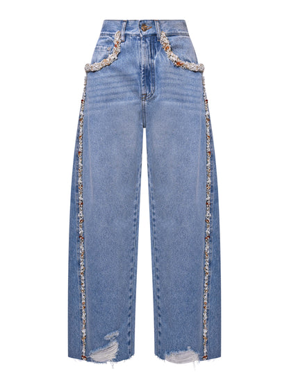 Camila Coelho Beaded Denim Pant
