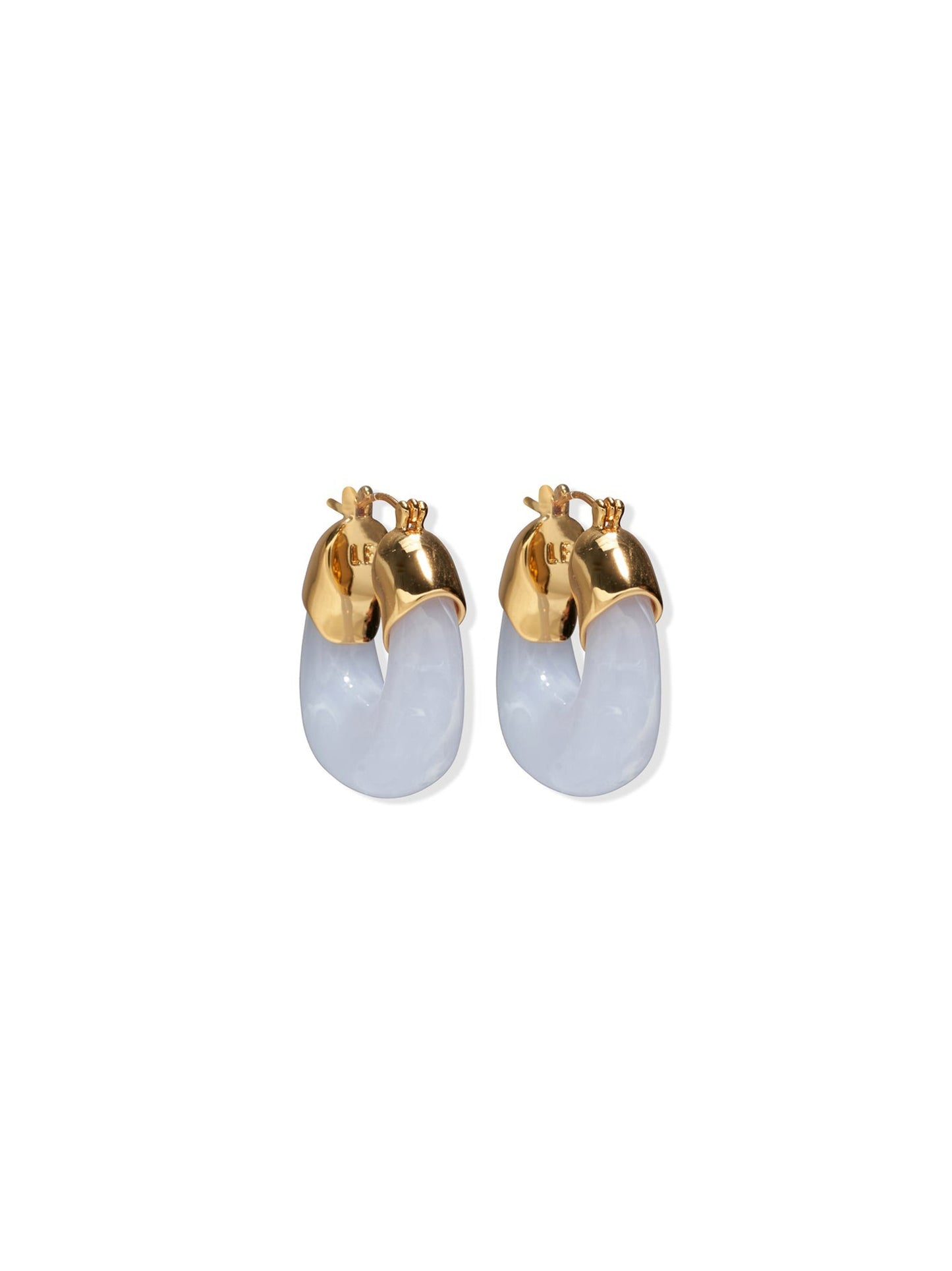 Lizzie Fortunato Mini Organic Hoops in Marbled Blue Lace