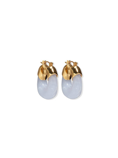 Lizzie Fortunato Mini Organic Hoops in Marbled Blue Lace