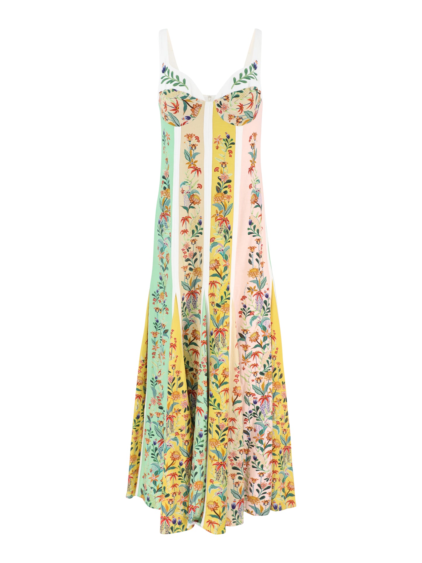 Farm Rio Multicolor Maxi Dress in Delicate Floral Stripes