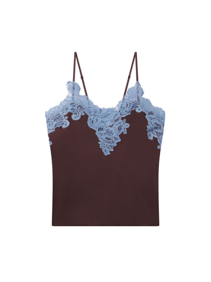 ALC Hana Satin and Lace Camisole Top in Ganache/French Blue