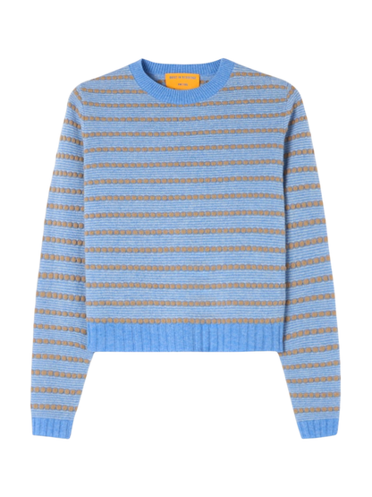 Guest in Residence Pebble Stripe Shrunken Crew in Delft Blue Combo