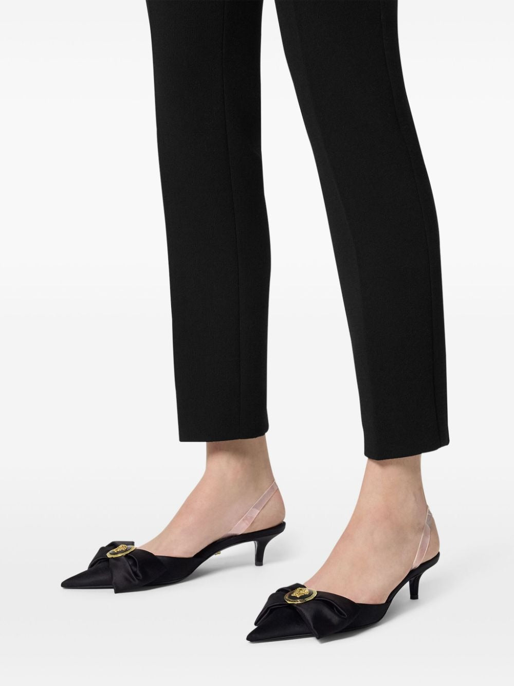 Versace Alia Slingback Pumps in Black/Versace Gold