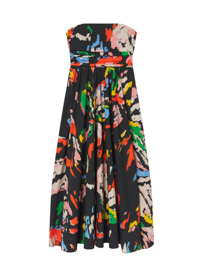 A.L.C. Tate Strapless Printed Midi Dress in Black Multi