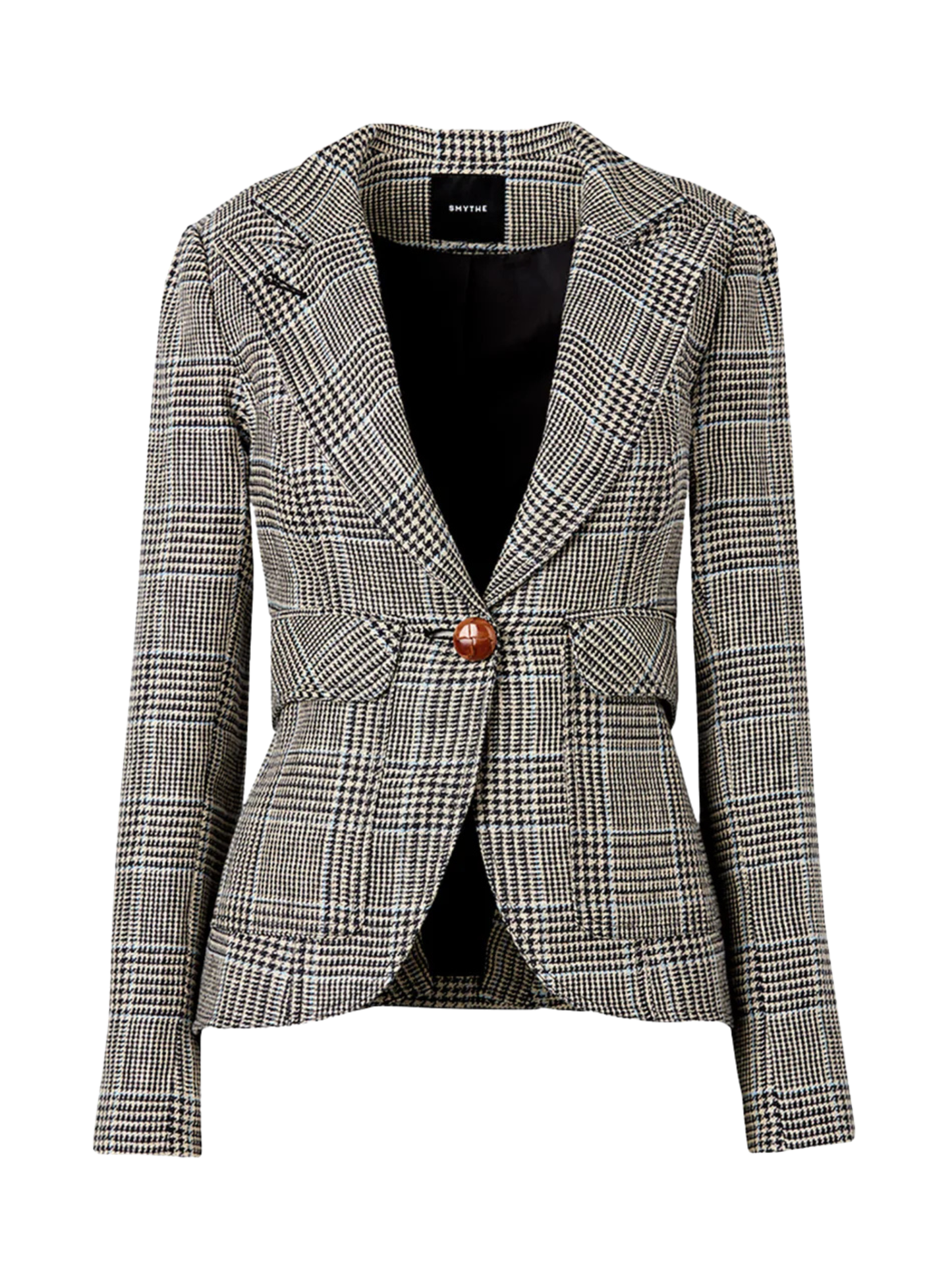Smythe Patch Pocket One Button Blazer in Classic Glen Check