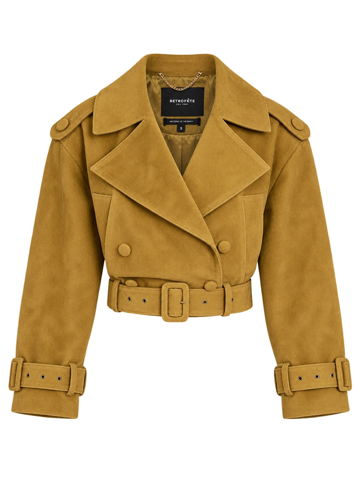 Retrofête Rubee Suede Coat in Ochre