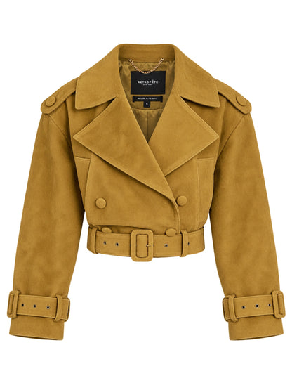 Retrofête Rubee Suede Coat in Ochre