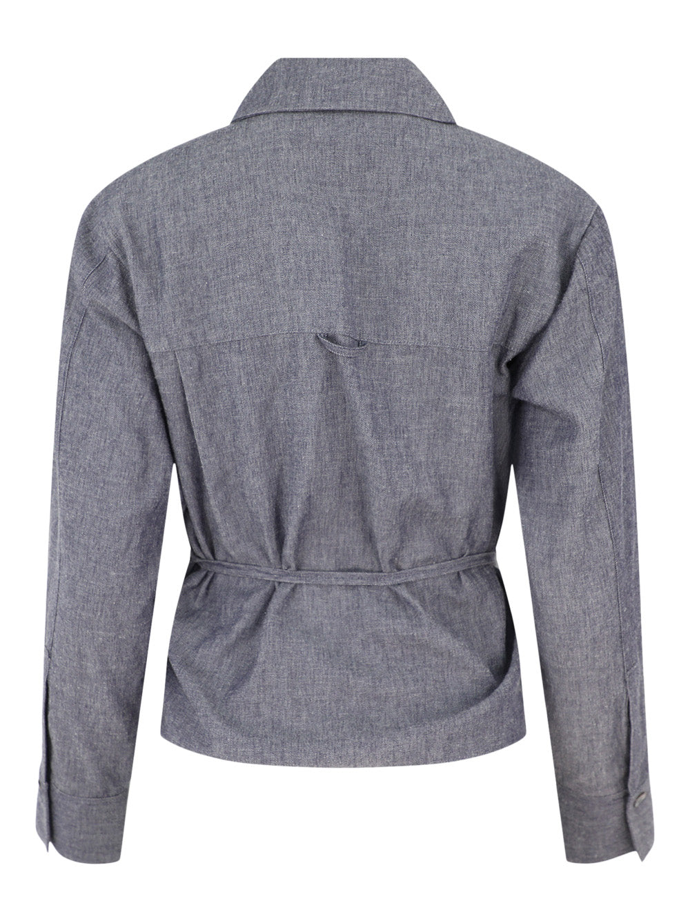 Vince Collared Wrap Top in Mid Indigo