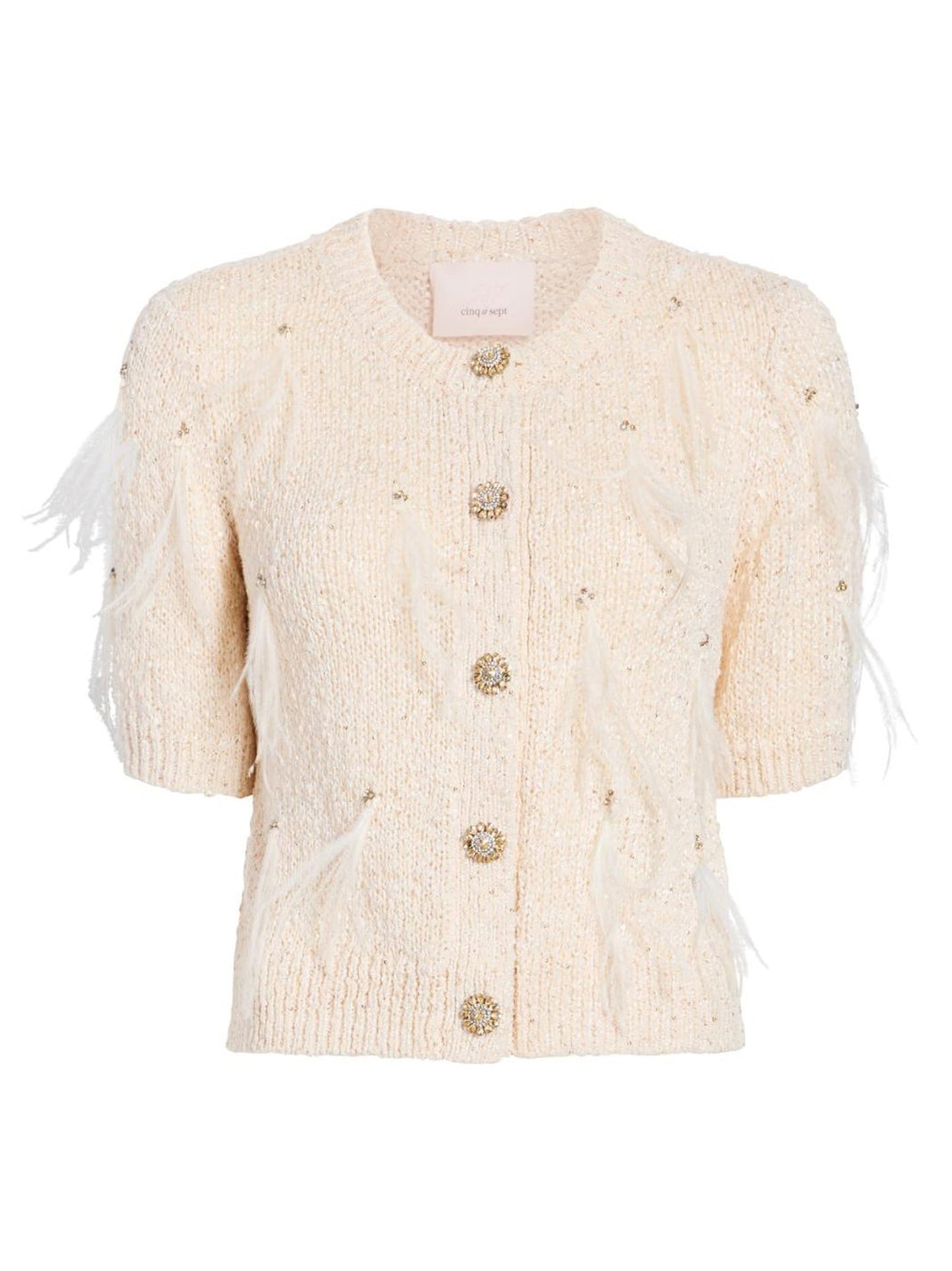 Cinq à Sept Coralie Cardigan in Natural/Sequin