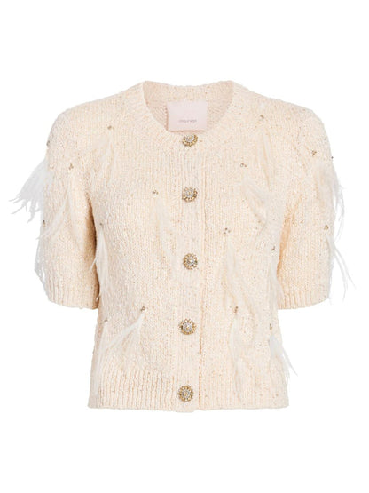 Cinq à Sept Coralie Cardigan in Natural/Sequin