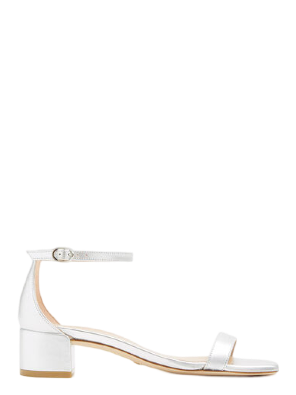 Stuart Weitzman Nudistcurve 35 Block Sandal in Silver